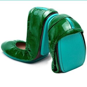 Tieks Emerald Patent Leather Ballet Ballerina Flats Slip On Shoes Womens 8 Green